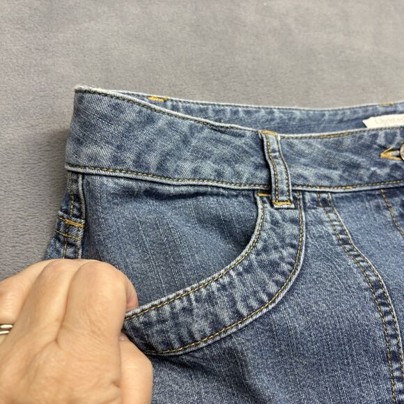 Christopher & Banks Womens Size 12 Modest Denim Midi Skirt A-Line No Slit - Picture 2 of 7